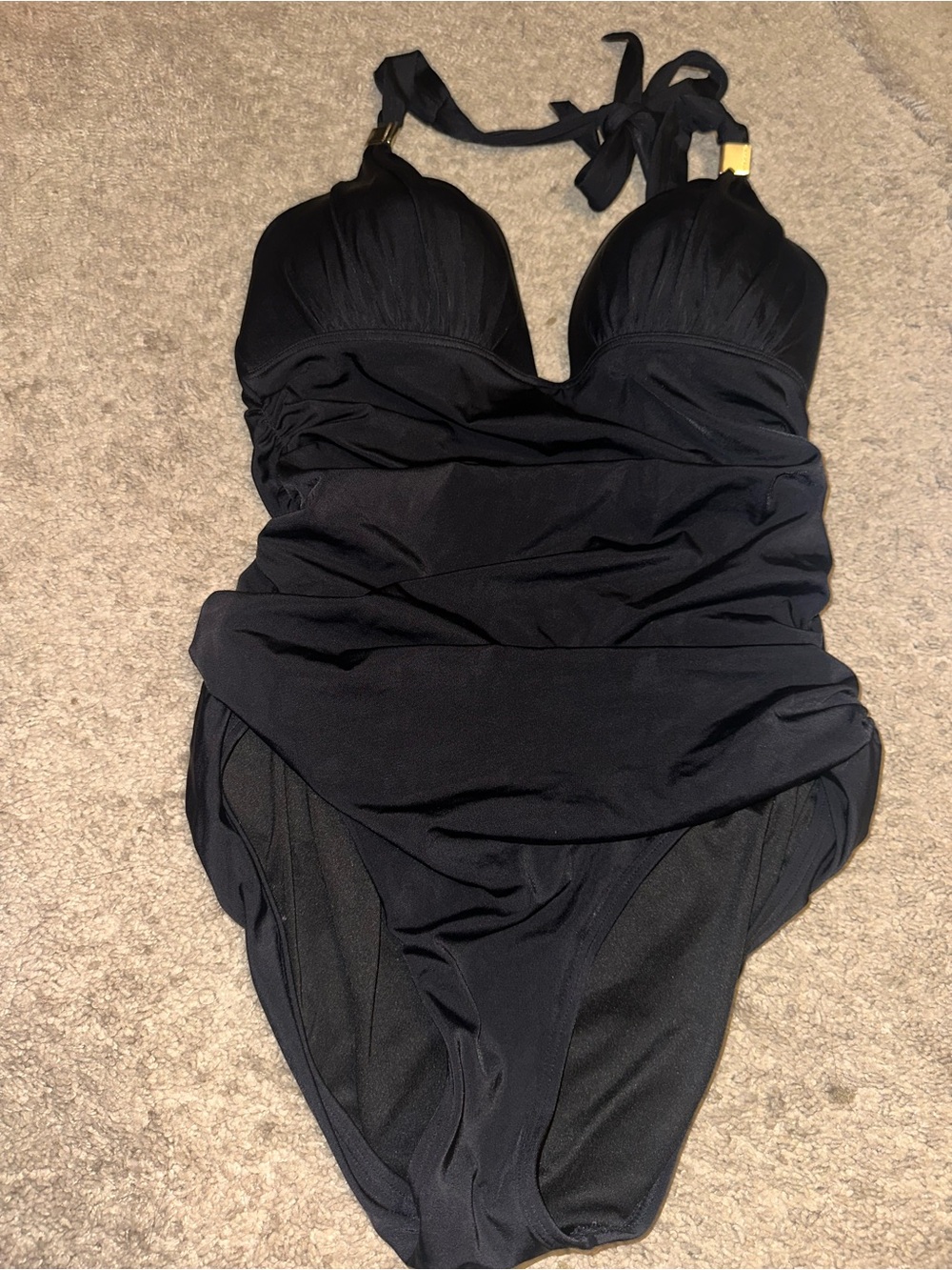 Victoria's Secret Black Ruched One-Piece Swimsuit